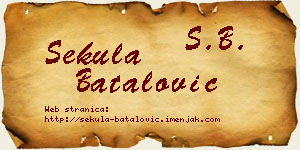 Sekula Batalović vizit kartica